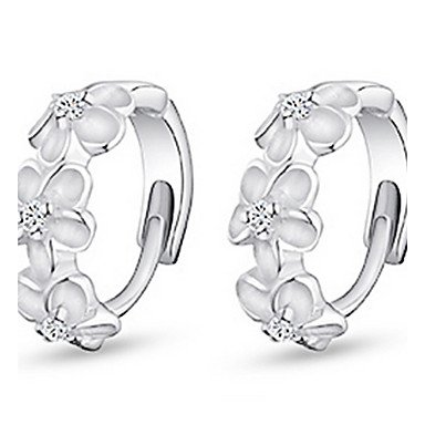 Female zircon earrings earrings, sterling silver, zircon, cubic zirconia flower work, lucky stone silver