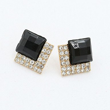 Female zircon earrings earrings, cubic zirconia, platinum plated, fashion, white, black