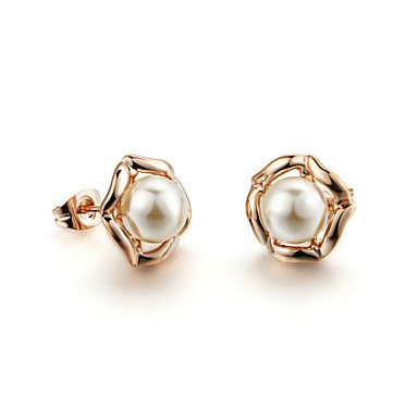 Women pearl earrings, imitation pearls, cubic zirconia minimalist style