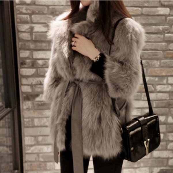 New Women's Suit Collar Coat Faux Fur Coat