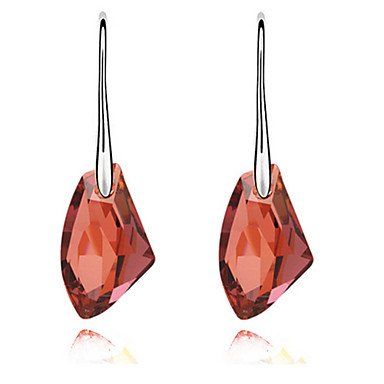 Women Crystal long earrings, rhinestones red