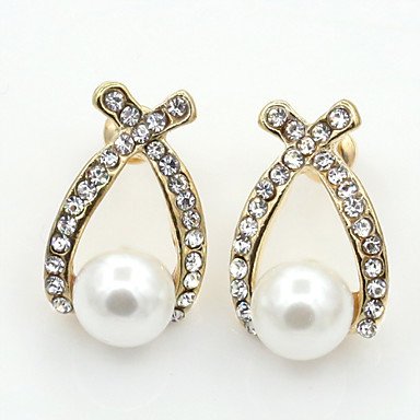 Woman crystal earrings, imitation pearls, fashion steel applicable, rhinestones, crystals