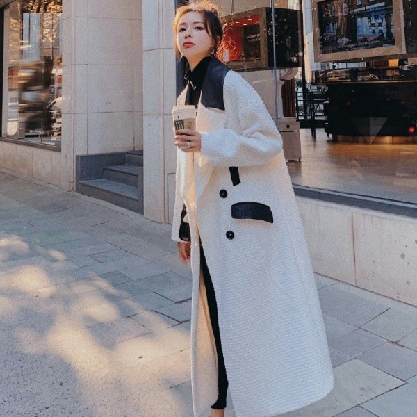 Fashion White Fragrant Wind And Fur Coat Long Coat