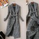 Was Thin Temperament Long Woolen Plaid Coat Woolen Coat