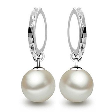 Woman pearl earrings earrings, sterling silver ball slim, elegant, bridal pearl white, the color of wedding gifts