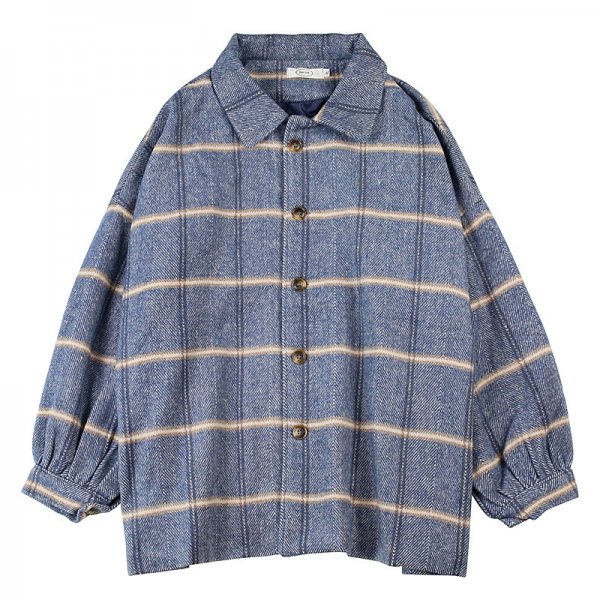 Woolen Coat Men's Loose Woolen Coat Men's Plaid Jacket