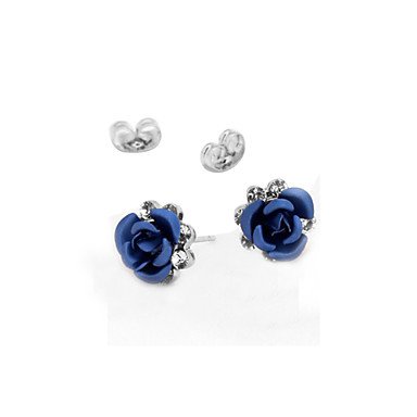 Crystal earrings earrings, roses, vintage flowers, party, Sapphire