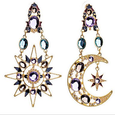 Women synthetic diamond earrings, zircon, diamond luxury moon, color