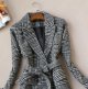 Was Thin Temperament Long Woolen Plaid Coat Woolen Coat