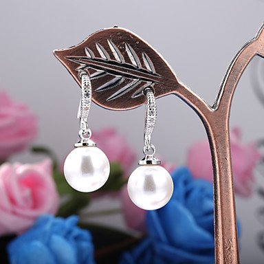 Women pearl earrings, imitation pearls, cubic zirconia fashion white pearl