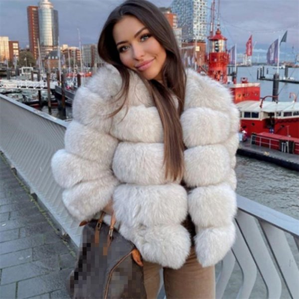 Women's Fox Fur Coat Coat Warm Fluffy