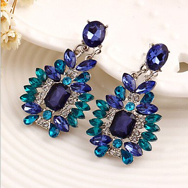 Woman crystal earrings, cubic zirconia luxurious blue